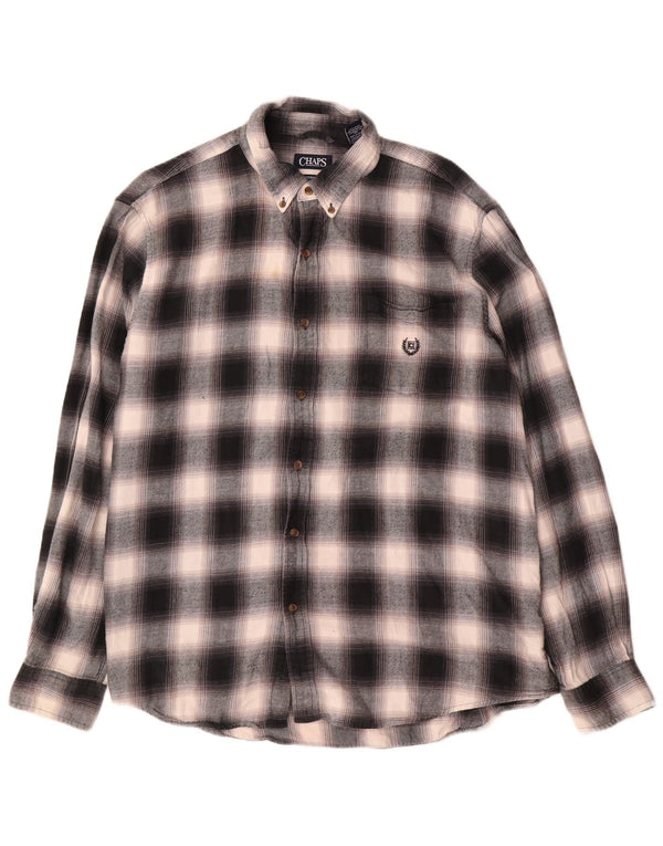 Chaps muška flanelska košulja 2XL sivi karirani pamuk