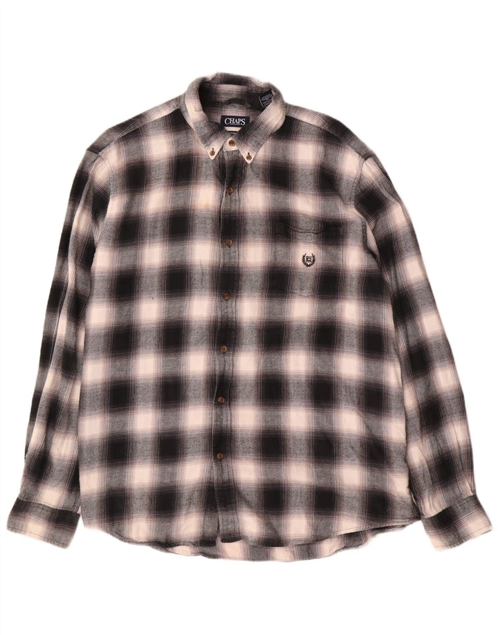 Chaps muška flanelska košulja 2XL sivi karirani pamuk