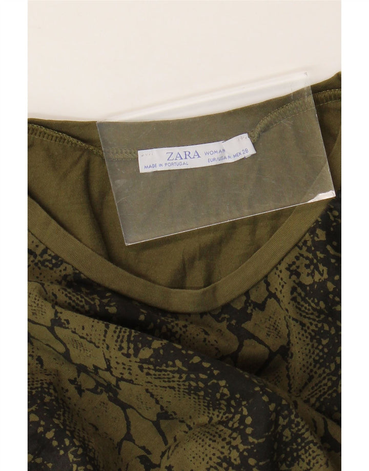 ZARA ženska majica kratkih rukava UK 12, srednji kaki životinjski print