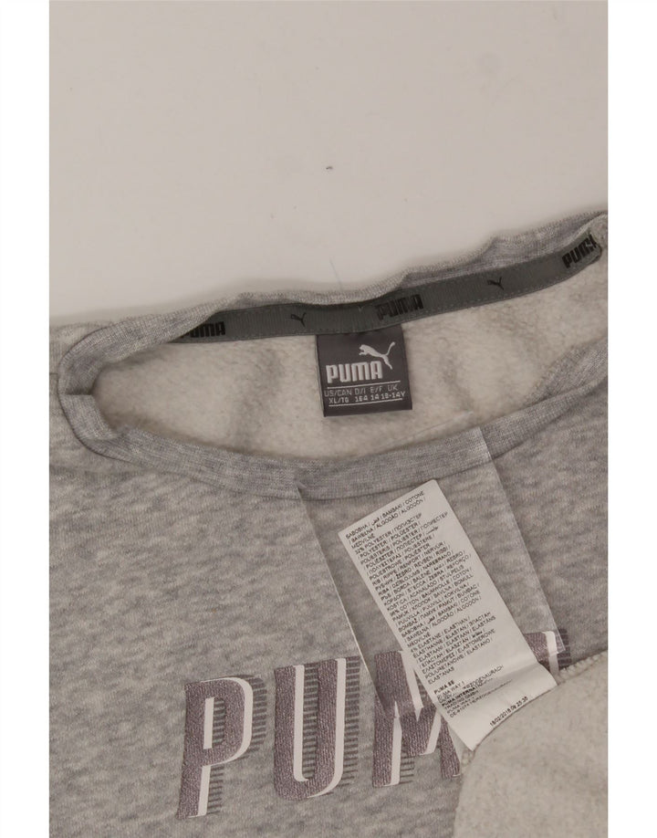 PUMA Boys Graphic Sweatshirt Jumper 13-14 Years Grey Cotton Vintage Puma and Second-Hand Puma from Messina Hembry 