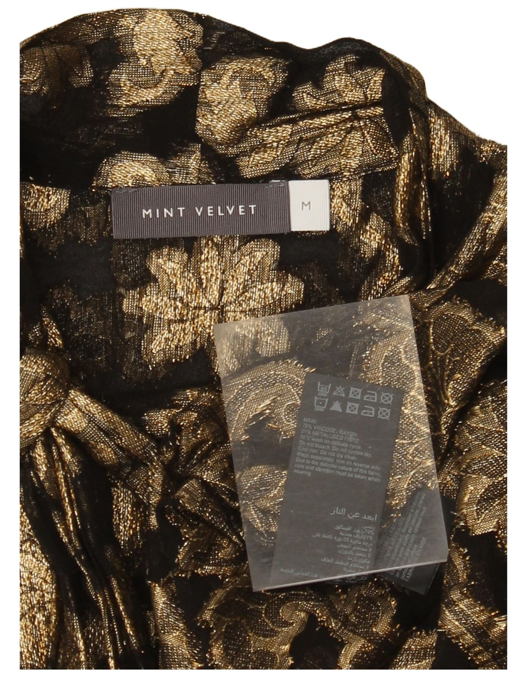 MINT VELVET Ženska košulja s prednjom kravatom UK 14 Srednje zlatna cvjetna viskoza