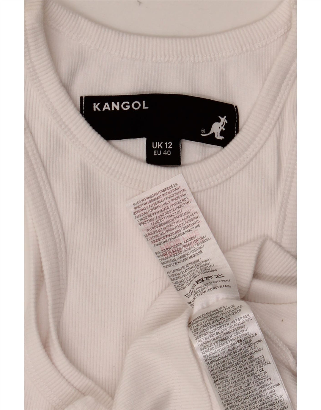 KANGOL ženski kratki prsluk UK 12 Srednje bijeli pamuk