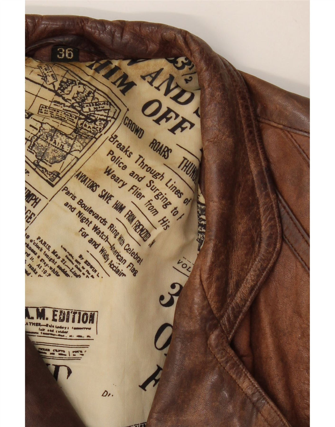 VINTAGE ženska prevelika jakna EU 36 mala smeđa koža