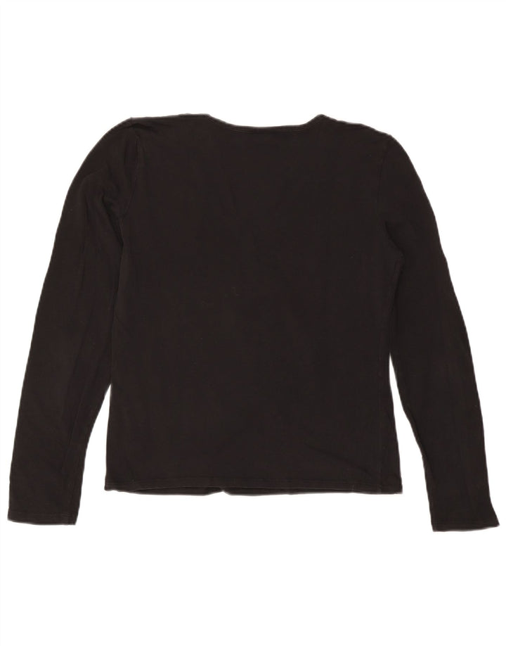 TRUSSARDI JEANS Ženska skraćena majica dugih rukava s grafikom UK 14 Velika crna