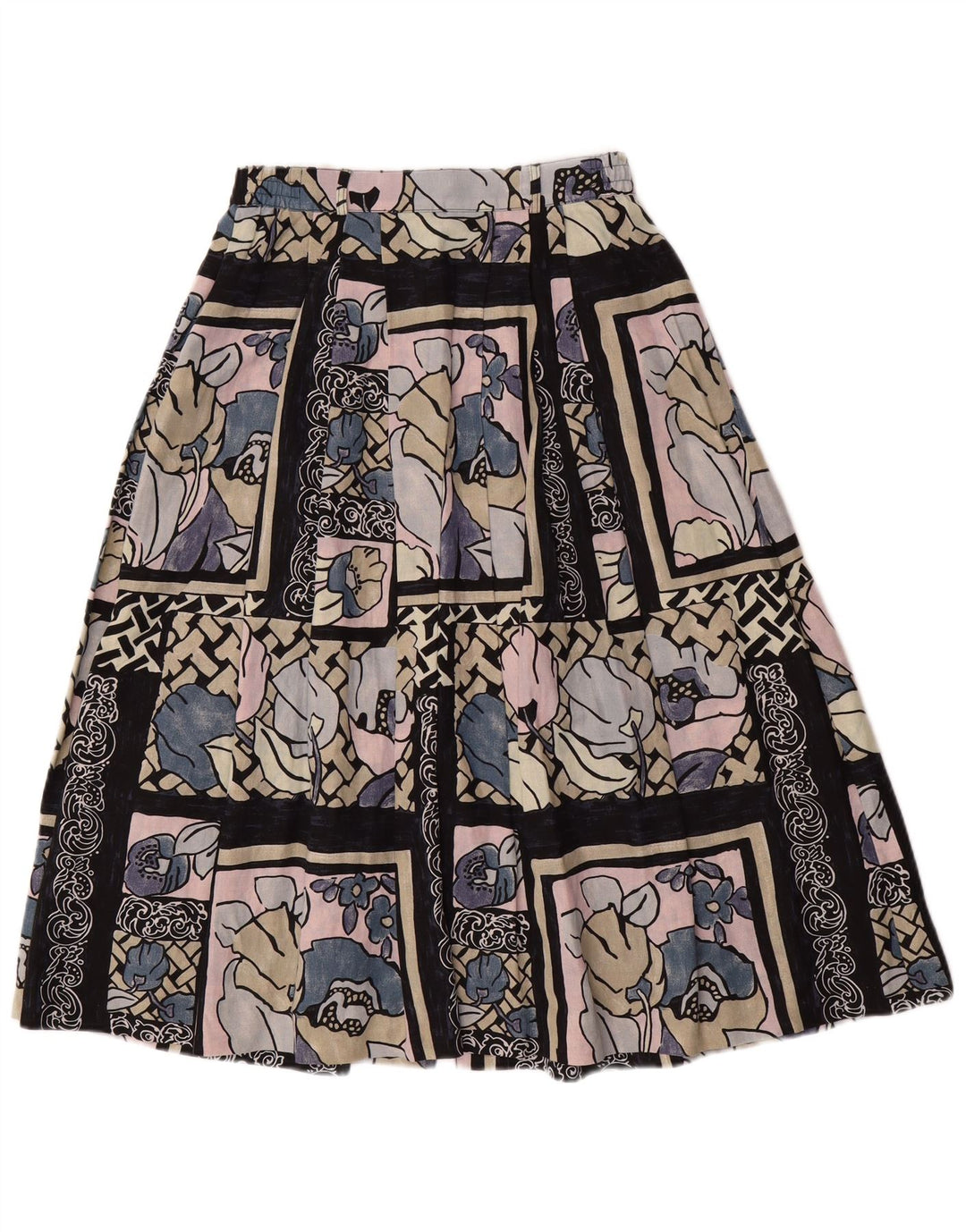 JULIUS LANG Womens A-Line Skirt W28 Medium Black Floral Viscose