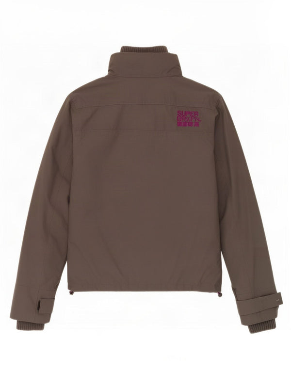 Superdry Womens The Windcheater Graphic Windbreaker Jacket UK 10 Small Gray