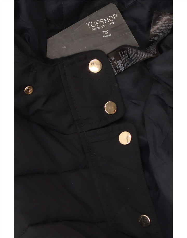 Topshop ženska podstavljena jakna s kapuljačom UK 8 Small Black Polyester