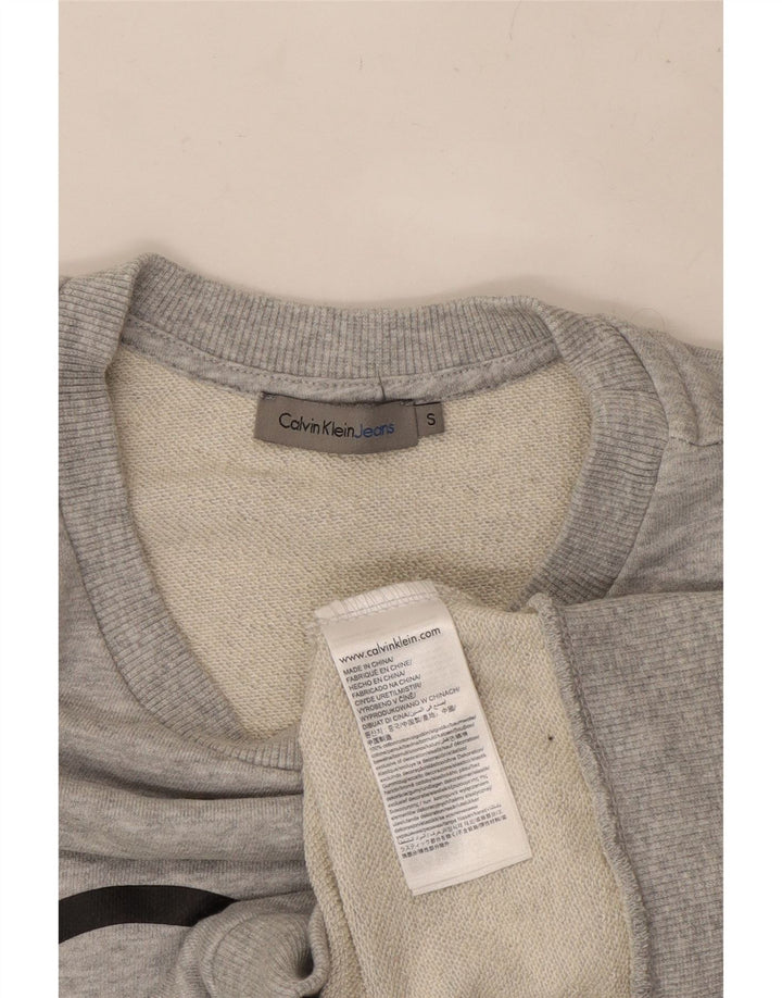 CALVIN KLEIN JEANS Ženski kratki džemper s grafičkim motivima UK 10 Small Gray