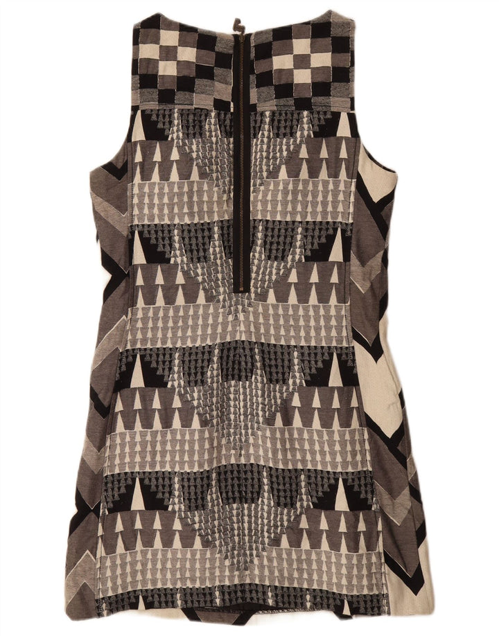 DESIGUAL Womens Sleeveless Sheath Dress EU 42 Large Grey Chevron Polyester