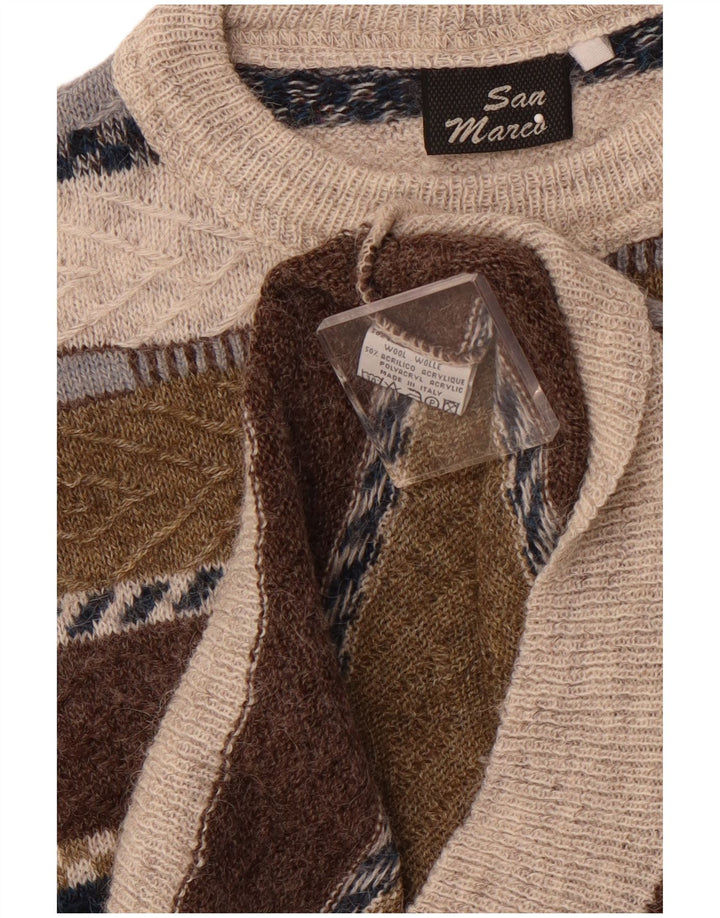 SAN MARCO muški džemper s okruglim izrezom srednje sive vune na pruge