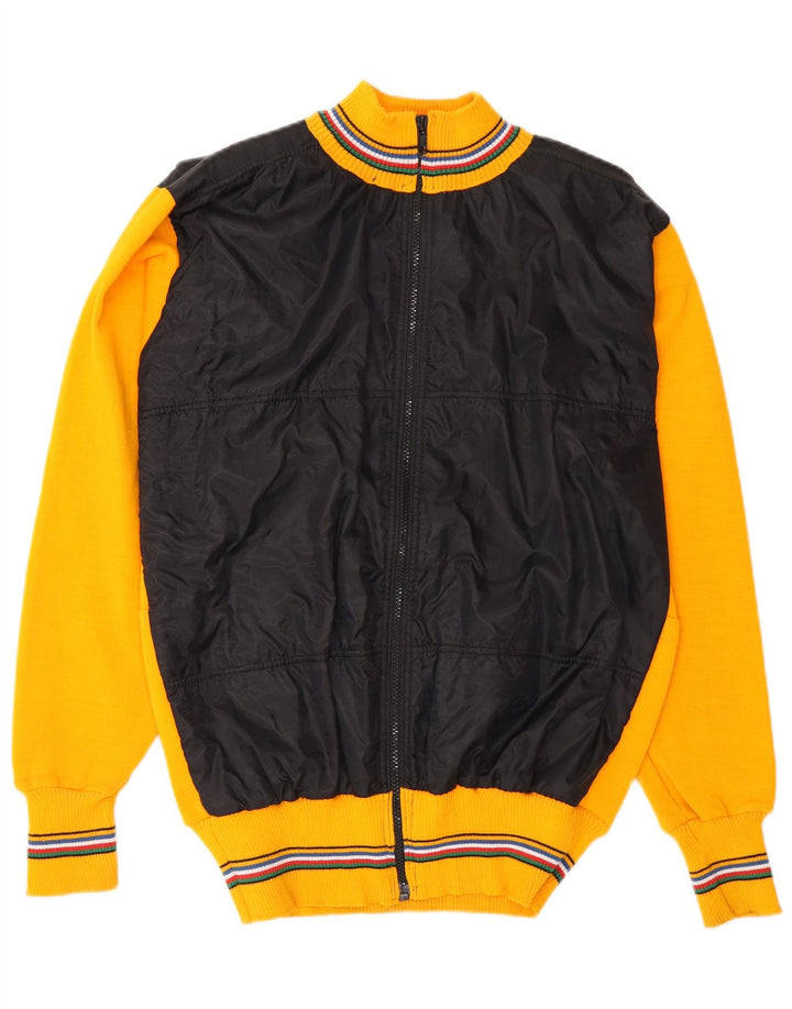 Vintage muška pletena bomber jakna UK 38 srednje žuta vuna