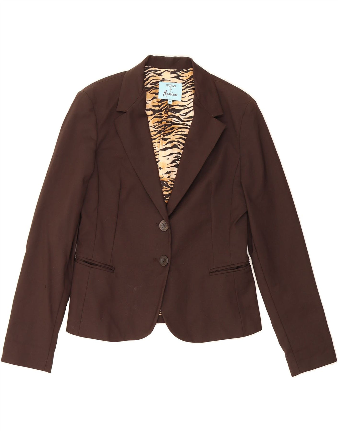 GUESS BY MARCIANO Womens 2 Button Blazer Jacket IT 46 Large Brown Cotton Vintage Guess By Marciano and Second-Hand Guess By Marciano from Messina Hembry 