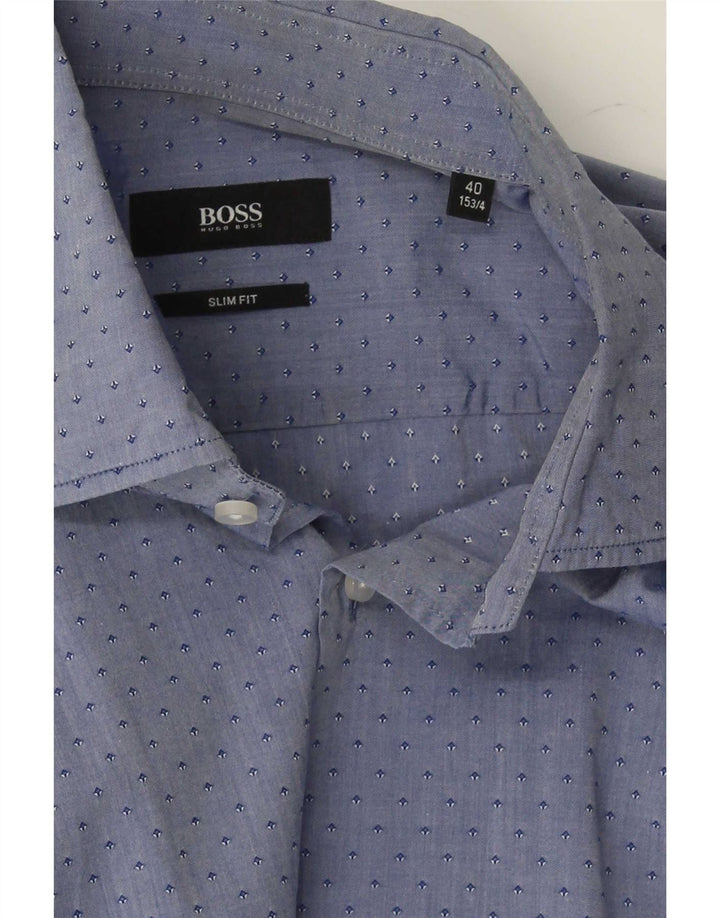 Hugo Boss muška uska košulja veličina 15 3/4 40 srednje plava na točkice