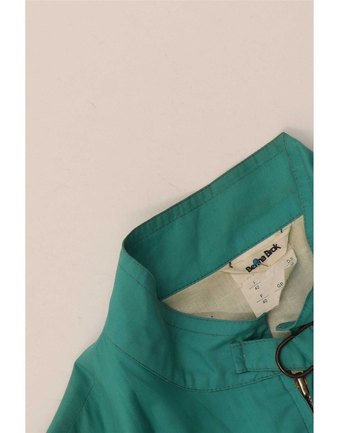 Vintage ženska bomber jakna UK 12 Srednje tirkizni poliester u boji