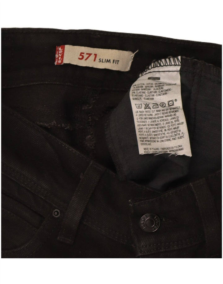Levi's ženske 571 uske traperice W26 L30 crni pamuk