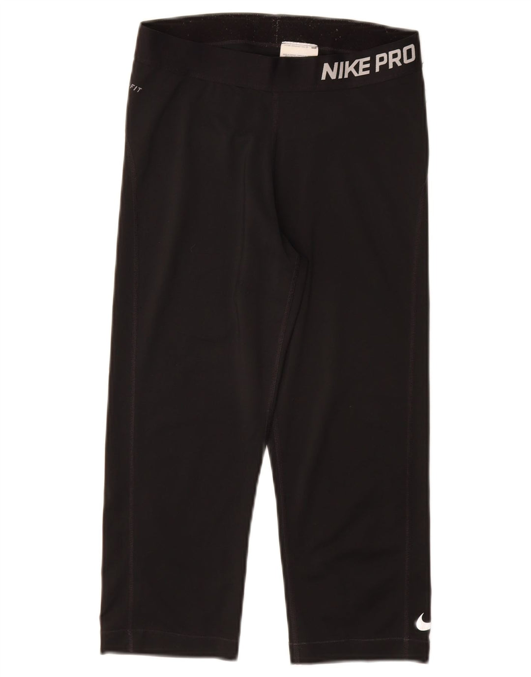 NIKE Ženske Dri Fit Graphic Capri Leggings UK 12 Srednje crni poliester