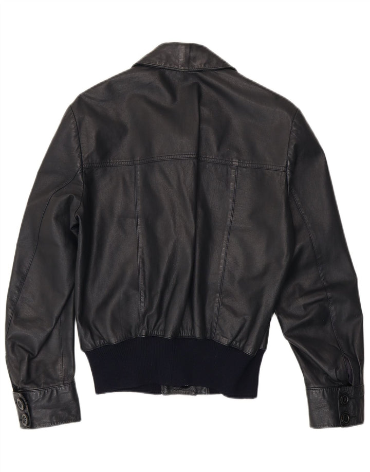 Vintage ženska bomber kožna jakna UK 14 srednje tamnoplava koža
