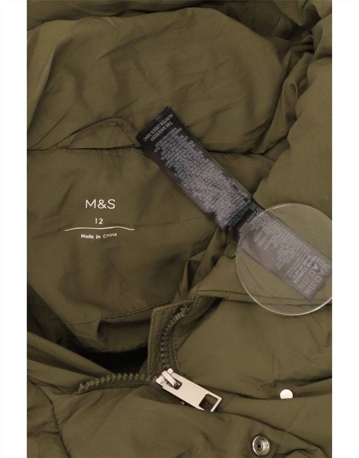 Marks & Spencer ženska podstavljena jakna s kapuljačom UK 12 srednje zelene boje od poliestera