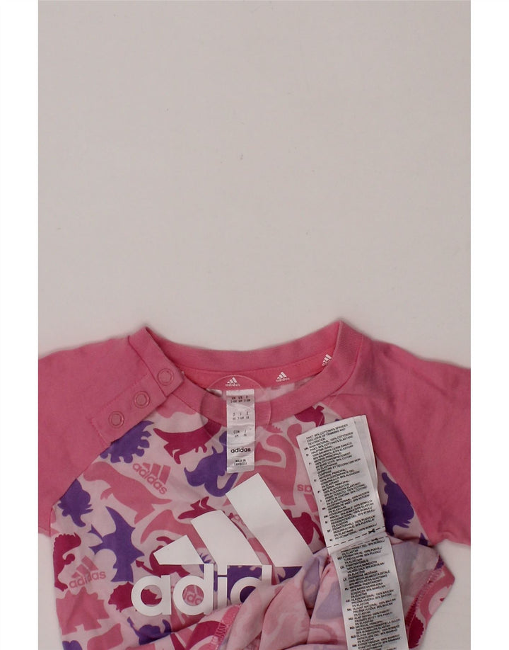 ADIDAS Baby Girls Graphic T-Shirt Top 3-6 Months Pink Cotton Vintage Adidas and Second-Hand Adidas from Messina Hembry 