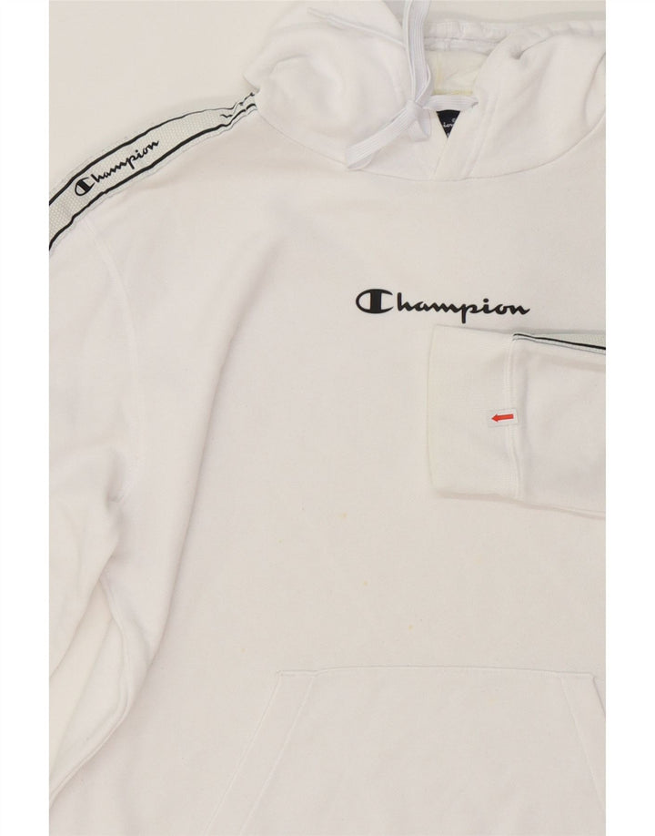 CHAMPION Mens Graphic Hoodie Jumper Medium White Cotton Vintage Champion and Second-Hand Champion from Messina Hembry 