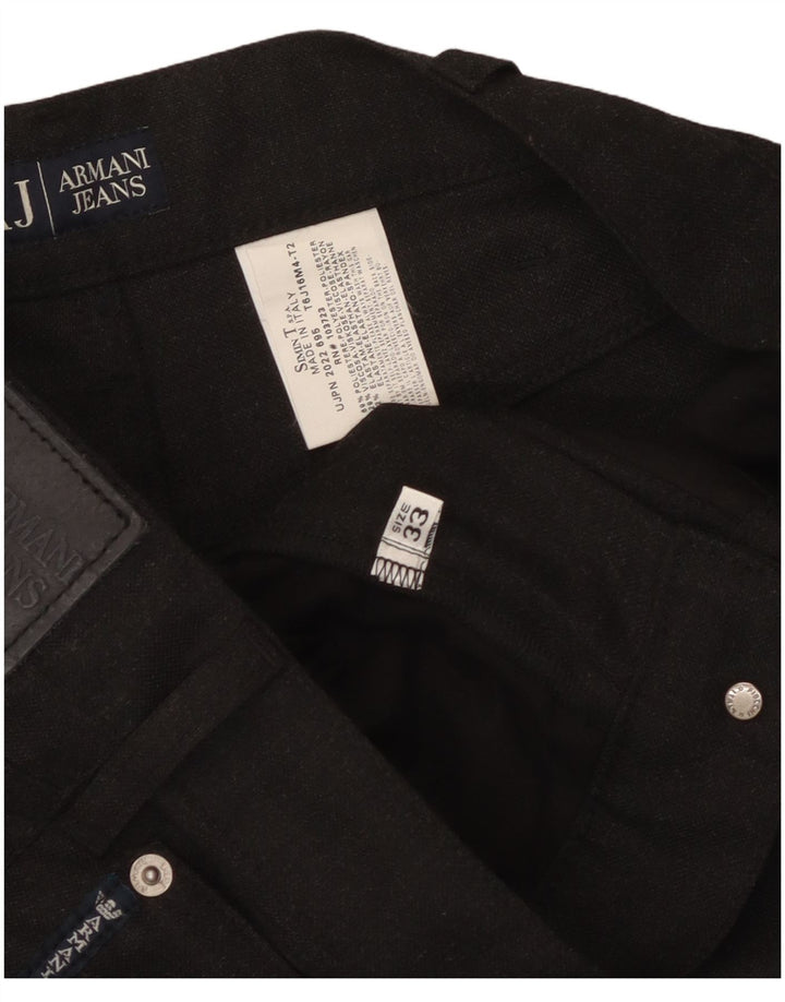Armani muške ravne ležerne hlače W33 L29 crni poliester
