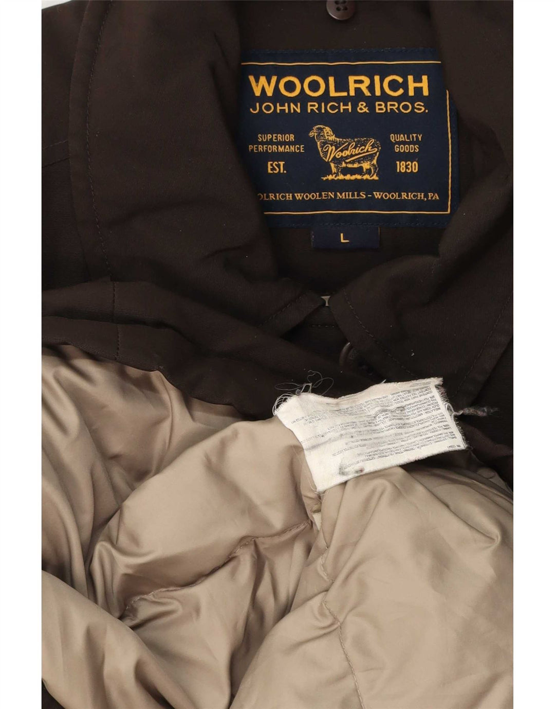 Woolrich ženska podstavljena jakna UK 14 veliki smeđi poliester