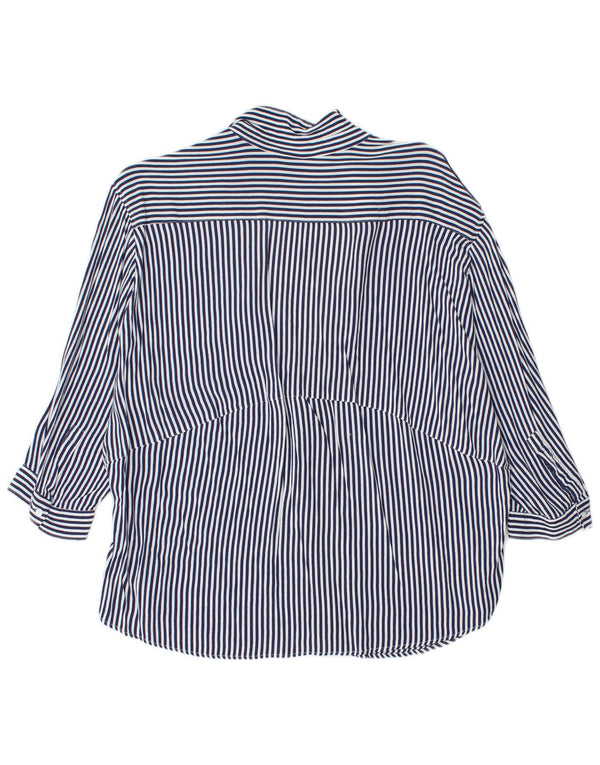 Zara Womens 3/4 Sleeve Blouse Top UK 16 Large Blue Striped