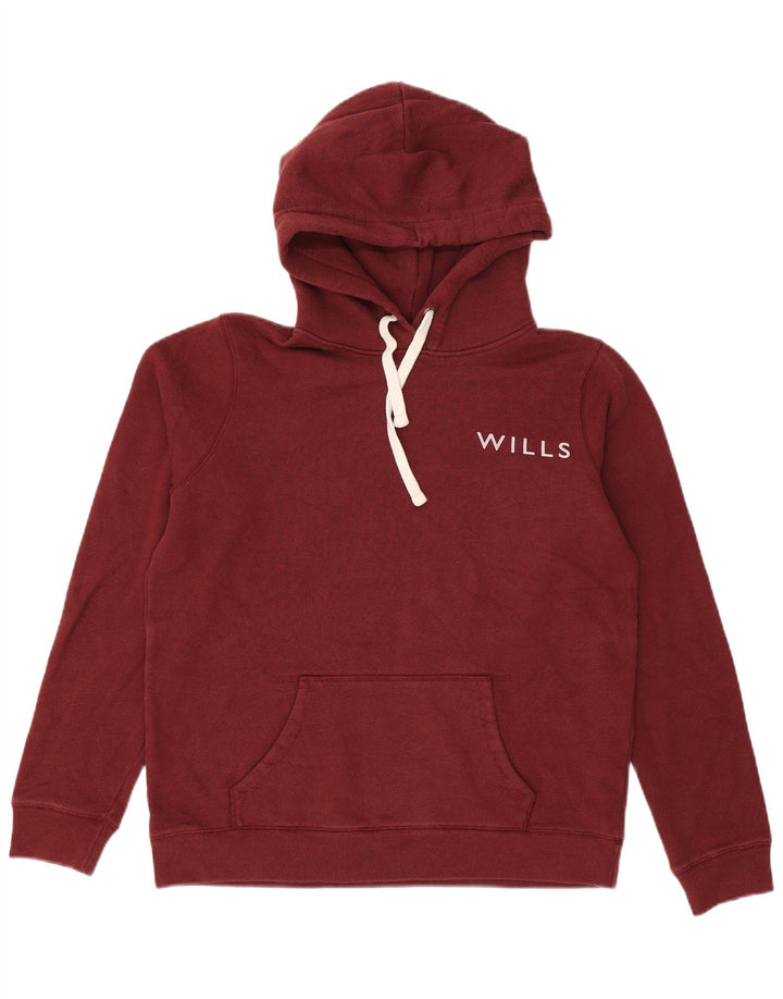 JACK WILLS Ženska majica s kapuljačom s kapuljačom s kapuljačom UK 12 Srednji tamnocrveni pamuk