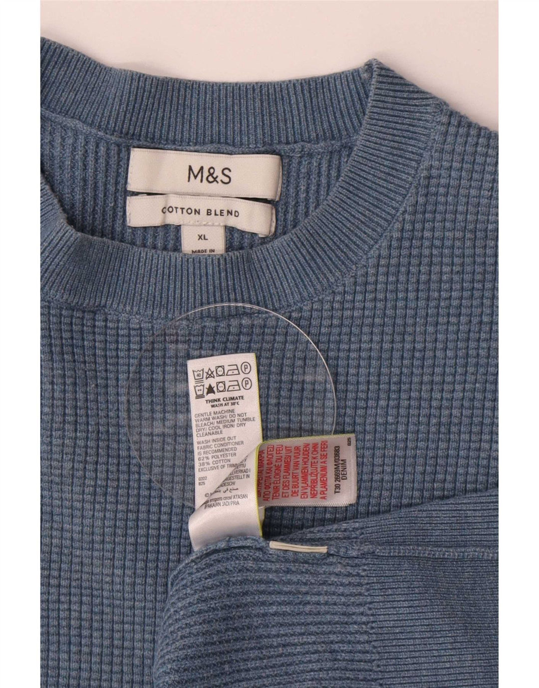Marks & Spencer muški pulover s okruglim izrezom XL plavi poliester