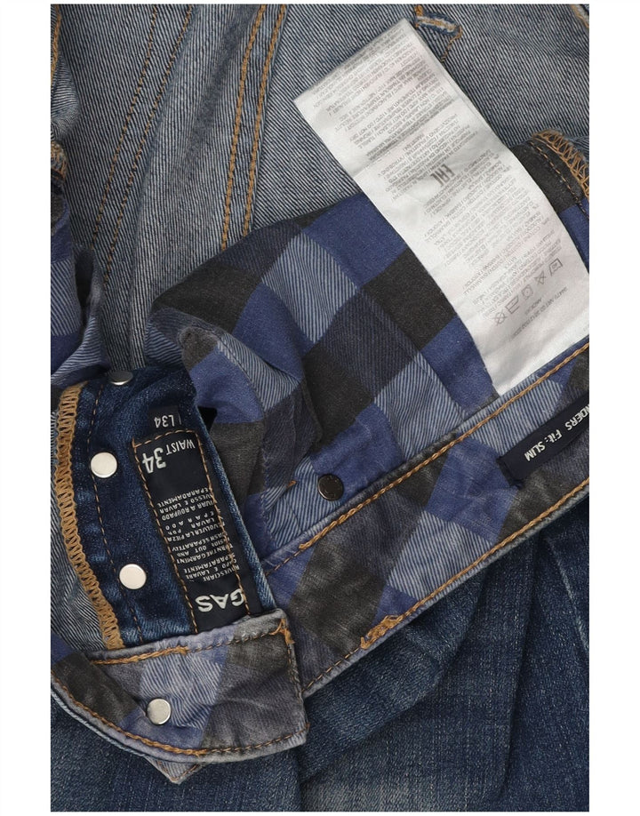 GAS Muške uske traperice s oštećenjem W34 L34 Plavi pamuk