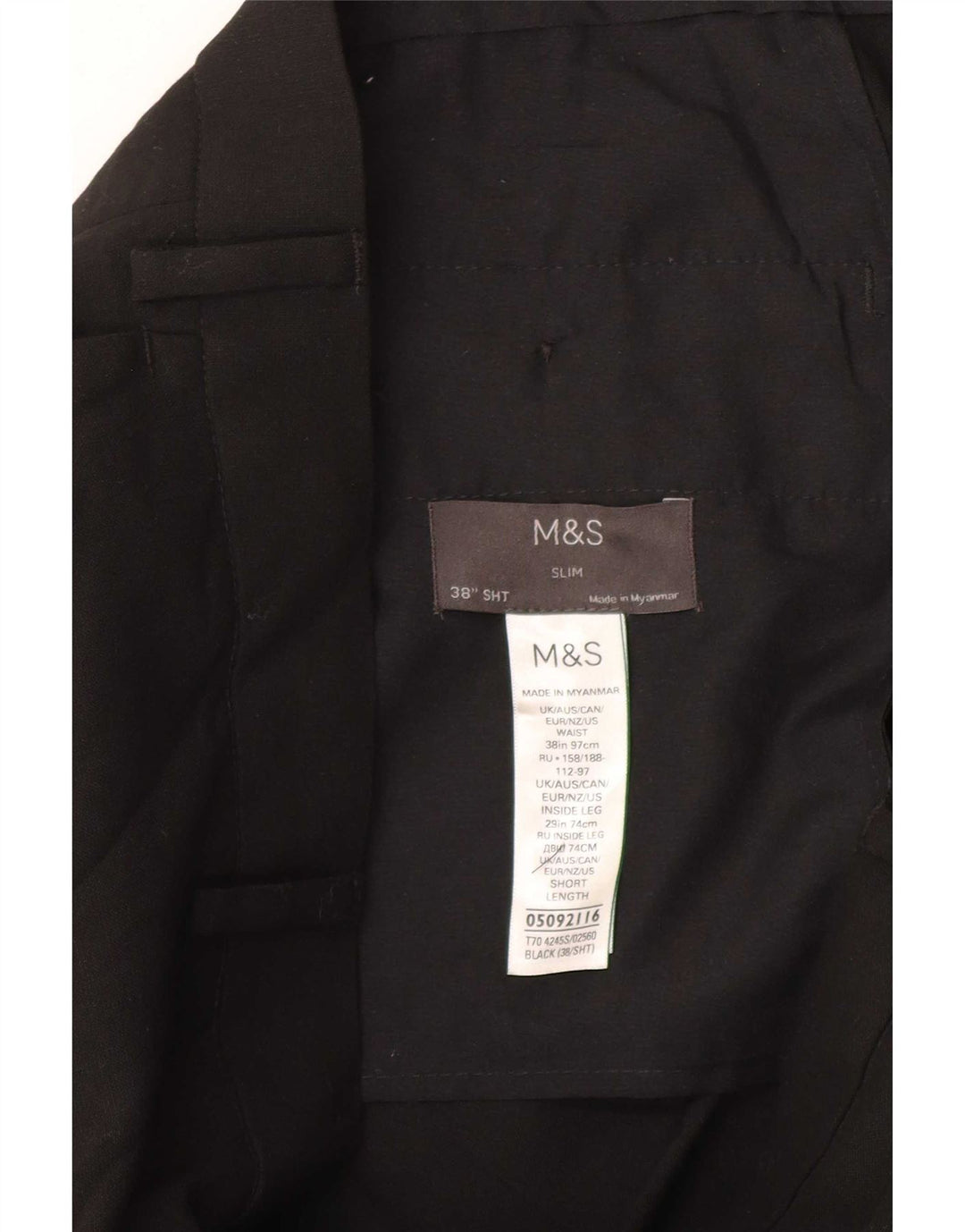 Marks & Spencer muške uske skraćene hlače W38 L25 crni poliester