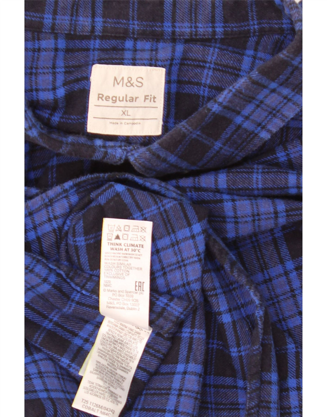 Marks & Spencer muška flanelska košulja standardnog kroja XL plavi karirani pamuk