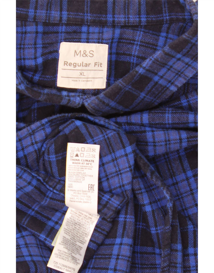 Marks & Spencer muška flanelska košulja standardnog kroja XL plavi karirani pamuk