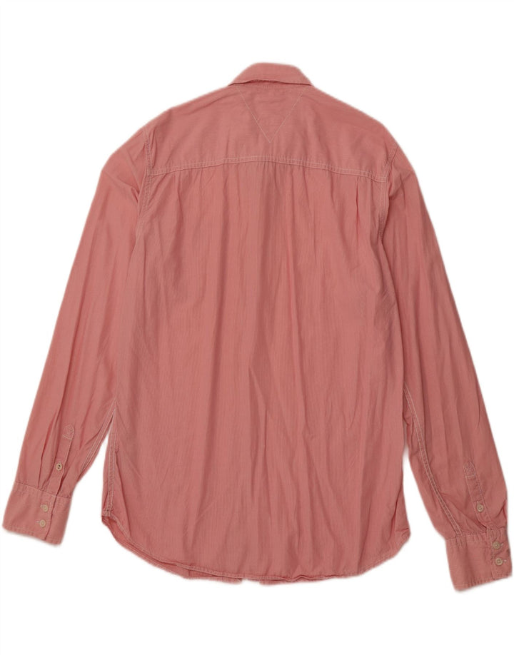 TOMMY HILFIGER Mens Shirt Large Red Pinstripe Cotton