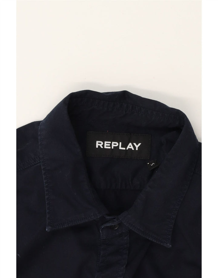 REPLAY Mens Shirt Small Navy Blue Cotton Vintage Replay and Second-Hand Replay from Messina Hembry 