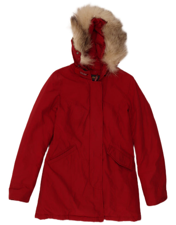 Woolrich ženski preveliki podstavljeni kaput s kapuljačom UK 10 Small Burgundy
