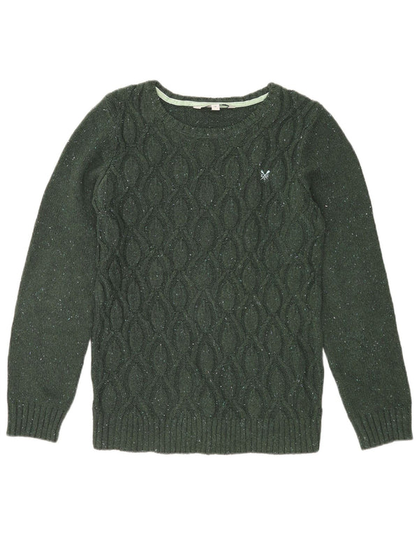 Crew Clothing Ženski džemper s morskim izrezom UK 14 Srednje zelena s pjegama