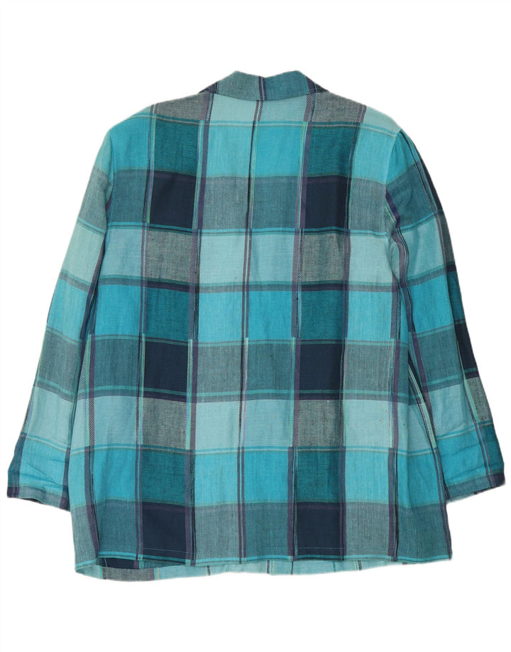 Vintage ženski sako sa 2 gumba UK 18 XL plava karirana viskoza