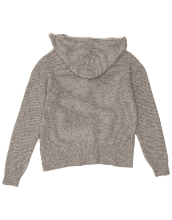 Marks & Spencer Womens Hooded Cardigan Sweater UK 14 Medium Grey Polyester