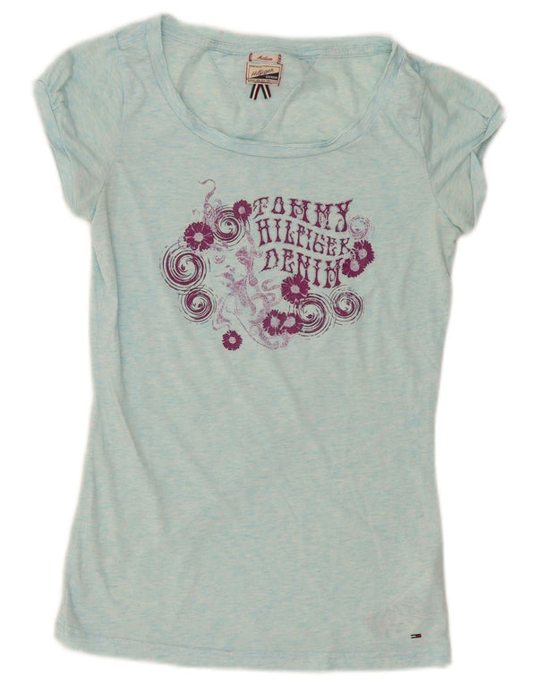 Tommy Hilfiger Ženska majica kratkih rukava s grafičkim motivima UK 12 srednje tirkizno s pjegama