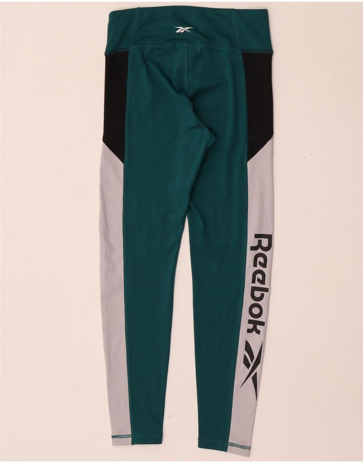 Reebok ženske grafičke tajice UK 8/10 male zelene poliesterske blokove