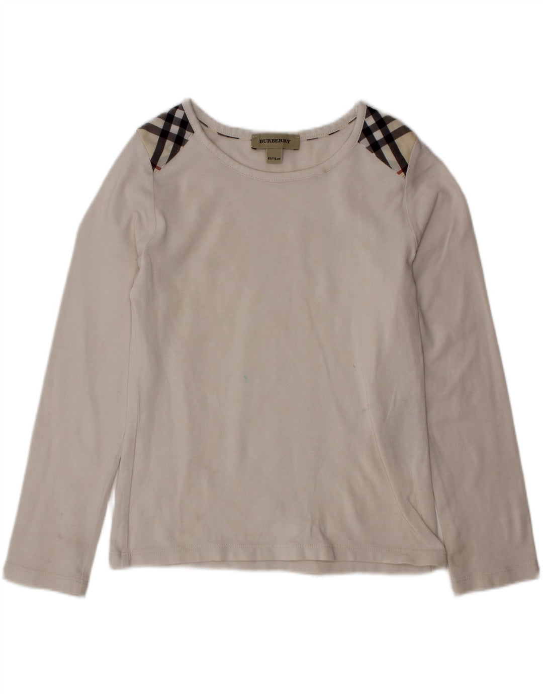 BURBERRY majica za djevojčice dugih rukava 5-6 godina, bijela karirana