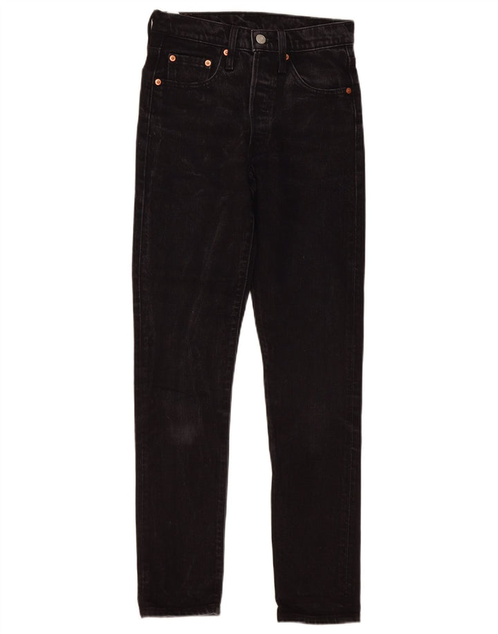 Levi's ženske 501 ravne traperice W24 L30 crni pamuk