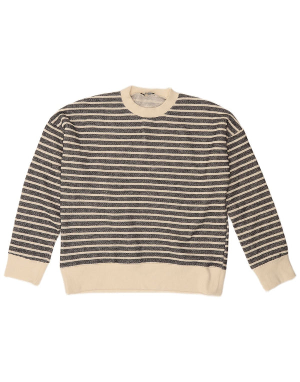 ZARA ženski džemper s okruglim izrezom UK 14 Srednji crni prugasti poliester