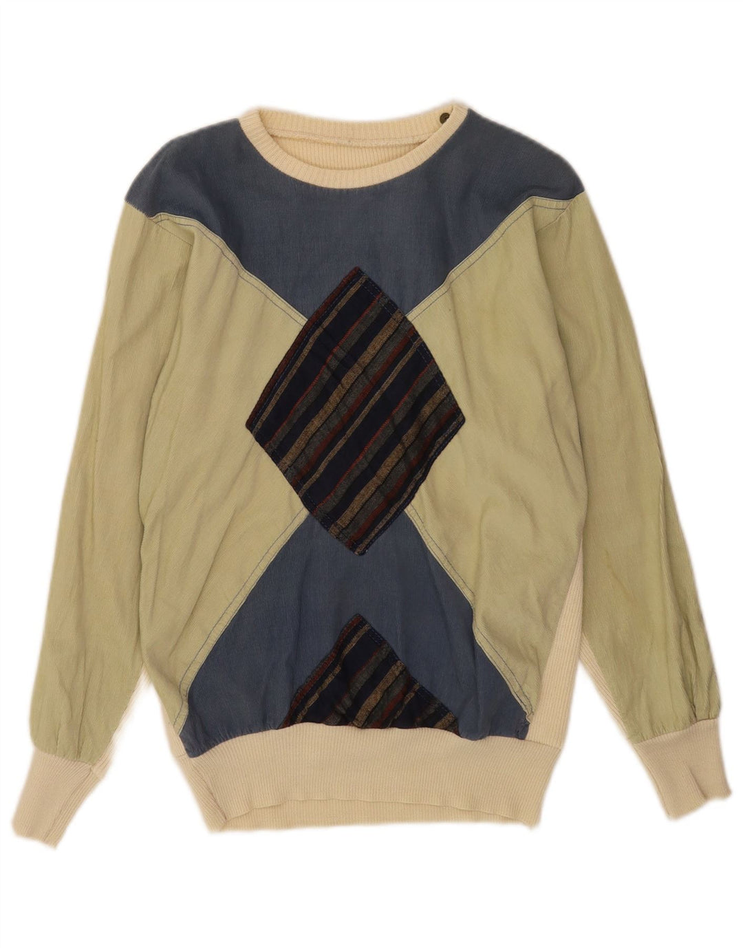 Vintage muški džemper s lađastim izrezom Mali raznobojni Argyle/Diamond