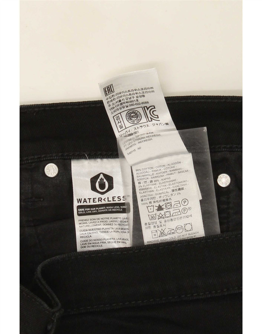 Levi's ženske uske traperice W36 L31 crni pamuk