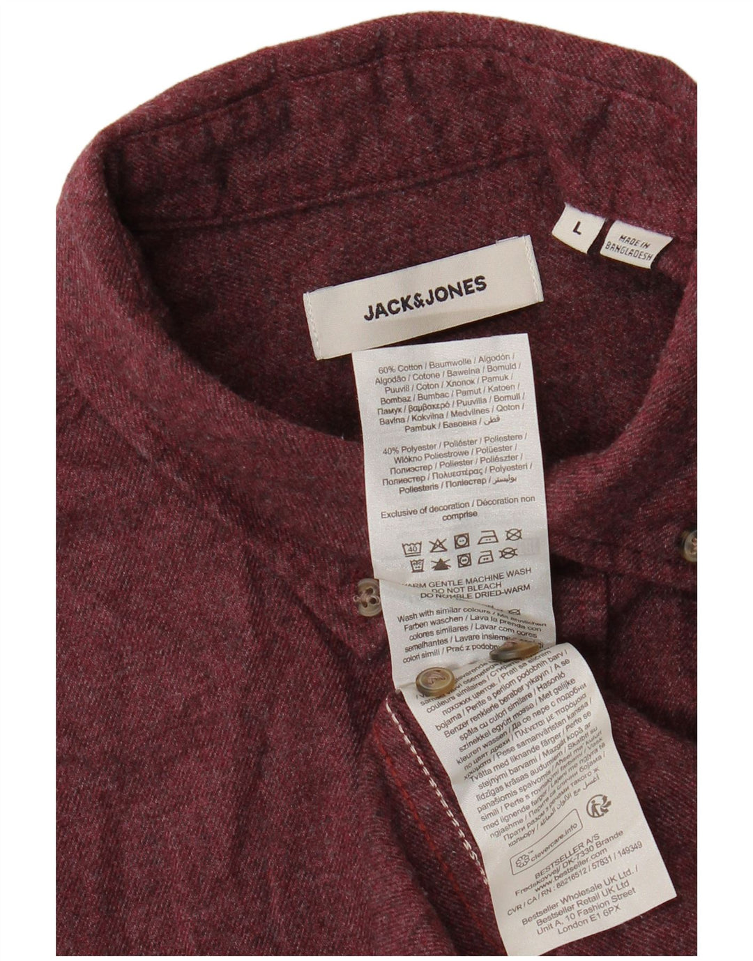 JACK & JONES Muška flanelska košulja, veliki bordo pamuk