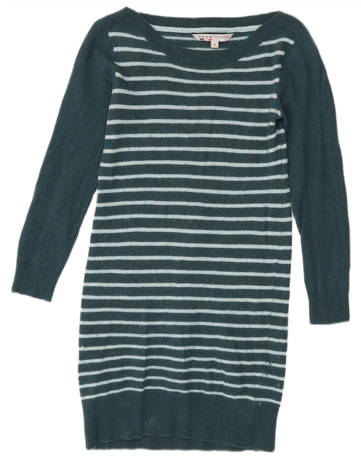 CREW CLOTHING Ženska džemper haljina dugih rukava UK 10 Mala zelena prugasta