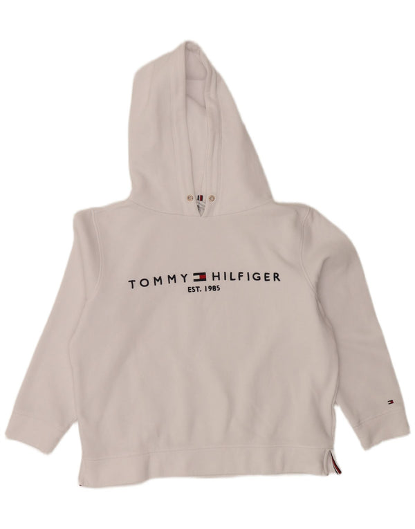 TOMMY HILFIGER Ženska prevelika majica s kapuljačom s kapuljačom UK 14 Srednje bijela
