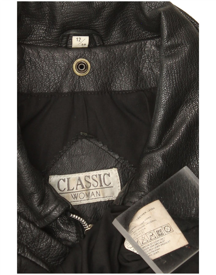 CLASSIC ženska kožna jakna UK 12 Srednja crna koža